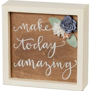“Make Today Amazing” Inset Box Hand Lettered Quote Plaque Decoration and Gift 🎁